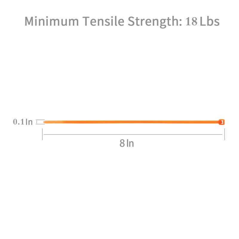 XINGO 1000 قطعة من روابط الكابلات المضغوطة مقاس 8 بوصات بقوة 18 رطلًا، أربطة عنق صغيرة من النايلون ذاتية القفل للاستخدام الداخلي والخارجي (برتقالي) - Image 2